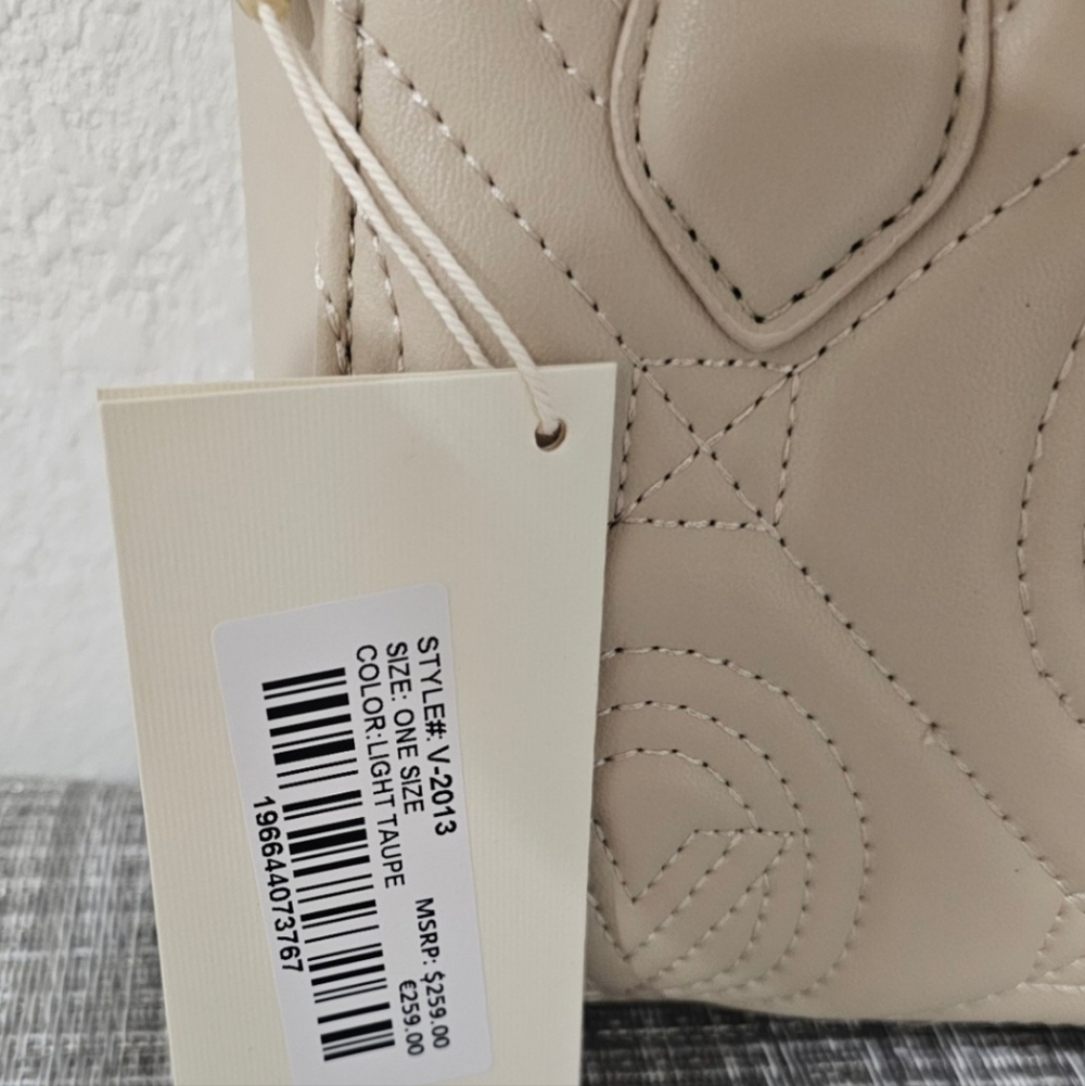 Valentino Orlandi Quilted Taupe Monogram Handbag - Picture 4 of 8